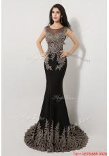 2016 Gorgeous Mermaid Appliques and Beaded Prom Dresses in Black
