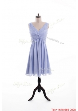 Beautiful Ruching and Beading Lavender Short Prom Dresses