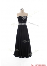 Simple Empire Strapless Beaded Prom Dresses in Black for 2016