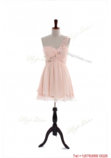 Vintage 2016 One Shoulder Beading Short Prom Dresses in Pink