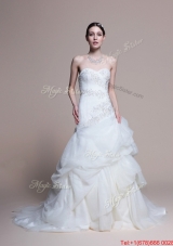 Beautiful Elegant A Line Sweetheart Court Train Wedding Dresses