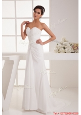 Great Classical Column Sweetheart Wedding Dresses with Brush Train