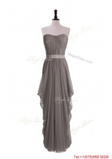 2016 Beautiful Grey Long Prom Dresses with Ruching and Belt