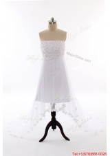 Great Perfect Beading and Hand Made Flowers Short Wedding Dresses with Court Train