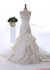 Pretty Custom Made Embroidery Wedding Dresses with Court Train