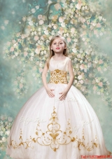 Perfect Ball Gown Scoop Mini Quinceanera Dresses in White and Gold