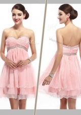 2016 Lovely Sweetheart Short Bridesmaid Dress with Beading and Ruching