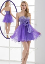 Beautiful Sweetheart Eggplant Purple Short Prom Dresses with Beading