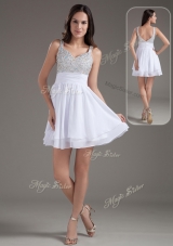Perfect Short Straps Beading White Prom Dresses for 2016