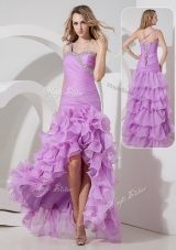 Sexy Column High Low Prom Dress with Ruffled Layers
