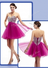 Perfect Sweetheart Fuchsia Short Prom Dresses with Beading