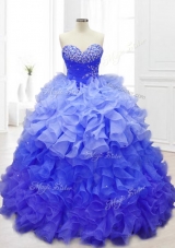 New Sweetheart Blue Quinceanera Gowns with Beading and Ruffles