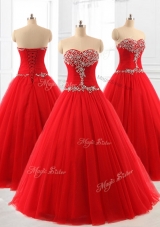 Perfect A Line Beading Tulle Quinceanera Dresses for 2016