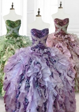 Luxurious Beading Multi Color Quinceanera Dresses with Ruffles and Pattern