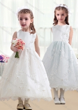 First Communion Scoop A Line White Flower Girl Dresses in Lace
