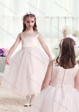 First Communion Scoop Princess Flower Girl Dresses with Appliques