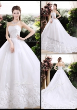 2016 New Style Ball Gown Sweetheart Chapel Train Wedding Dresses with Appliques