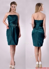 Exclusive Column Ruched Decorated Bodice Prom Dress in Hunter Green