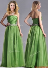 Lovely Strapless Beaded Decorated Waist Prom Dress with Side Zipper