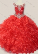 Beautiful Beaded and Ruffled OrganzaMini Quinceanera Dress in Red