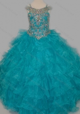 Cheap Really Puffy V-neck Teal Mini Quinceanera Dress with Rhinestones and Straps