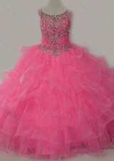 Discount Puffy Skirt Ruffled Layers Mini Quinceanera Dress in Rose Pink