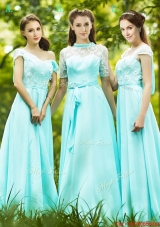 2016 Lovely Chiffon Empire Long Prom Dresses  in Apple Green