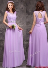 Lovely  Empire Scoop Laced Decorated Bodice Prom Dresses  in Lavender