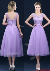 Lovely See Through Applique and Belt Prom Dresses in Tulle