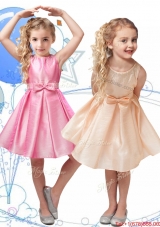 Romantic Scoop Organza Little Girl Pageant Dress with Beading and Bowknot