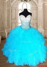 Latest Beaded Bodice and Ruffled Quinceanera Dress in Organza