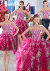 Hot Sale Puffy Skirt Organza Detachable Quinceanera Dresses with Beading and Ruffles