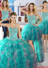 Low Price Organza Beaded Detachable Quinceanera Dresses in Two Tone