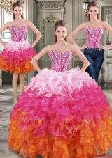 Modest Visible Boning Detachable Quinceanera Dresses in Gradient Color