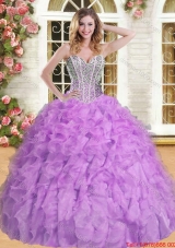Modest Visible Boning Quinceanera Dress with Beading and Ruffles for Spring