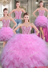 Sweet Four for One Ball Gown Detachable Quinceanera Dresses with Beading and Ruffles