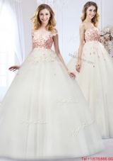 Fashionable A Line Wedding Dress with Detachable Straps for Spring