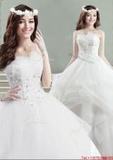 New Big Puffy Applique and Beaded Wedding Dress with Strapless