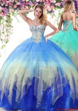 Modest Really Puffy Beaded Quinceanera Dress in Multi Color