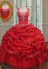 New Arrivals Puffy Skirt Taffeta Quinceanera Dress with Beading and Pick Ups