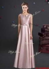 Affordable 2017 Bowknot Pink Bridesmaid Dress with Straps