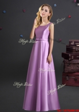 Fashionable Square Elastic Woven Satin Lilac Bridesmaid Dress for Spring