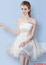 Lovely Bowknot Off White Bridesmaid Dress with Strapless