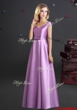 Pretty Off the Shoulder Lilac Bridesmaid Dress with Cap Sleeves