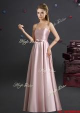Romantic Sweetheart Bowknot Empire Long Bridesmaid Dress in Pink