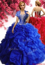 Modern Royal Blue Organza Quinceanera Dress with Ruffles and Beading