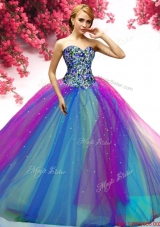 Discount Beaded Bodice Tulle Quinceanera Dress in Multi Color