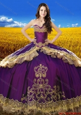 2017 Beautiful Sweetheart Eggplant Purple Quinceanera Dress with Embroidery and Beading