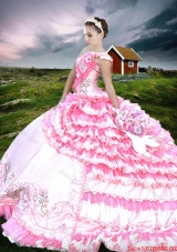 Exquisite One Shoulder Two Tone Quinceanera Dress with Beading and Ruffled Layers