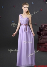 2017 Best One Shoulder Lavender Prom Dress with Belte and Appliques
